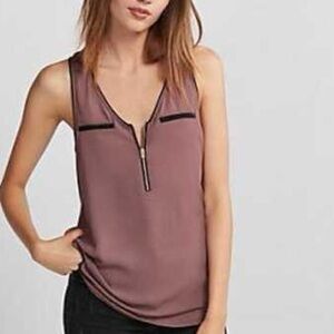 Express Mauve Tank Top with Zipper Detail